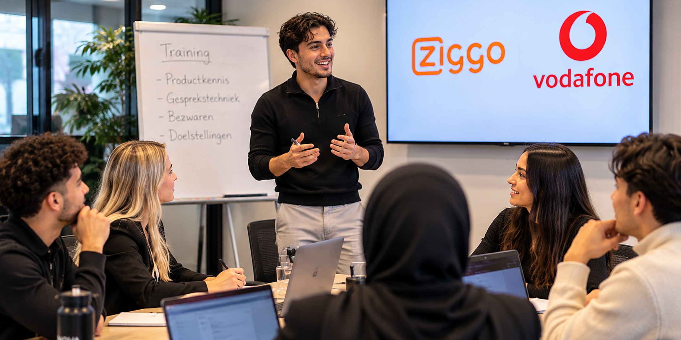 Een teamtraining over productkennis en gesprekstechniek in ons kantoor